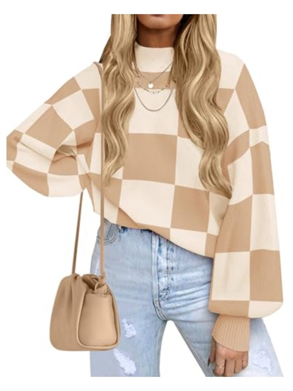 Turtleneck Oversized Knit Pullover Sweater Batwing Sleeve Fall Winter